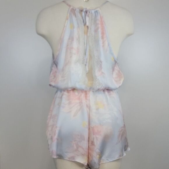 VICTORIA'S SECRET Georgette Floral Satin Lace Romper size M - Picture 5 of 9